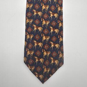 Vintage Efenzo Felini Necktie 100% Silk Handmade Horse Roma Paris Kentucky Derby
